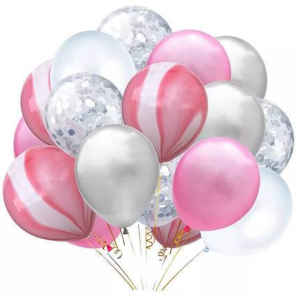 Фонтан з 20 кульок ДВАДЦЯТКА | Червоно-срібний агат, фото 1