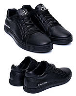 Мужские кожаные кроссовки Calvin Klein series, мужские кожаные туфли черные, кеды повседневные. Мужская обувь