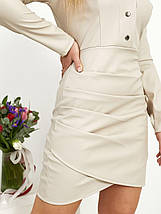 Класичне плаття облягаюче з еко-шкіри довгий рукав розміри норма, фото 3