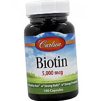 Біотин Carlson Labs Biotin 5000 мкг 100 капс, фото 3