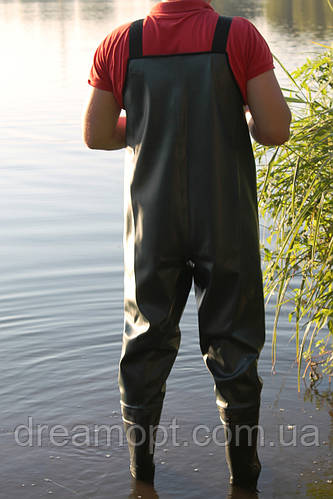 Купить Забродный полукомбинезон для рыбалки зелёный с наколенниками ...