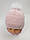 Дитячі польські демісезонні в`язані шапки на трикотажній підкладці для дівчат оптом, р.48-50, Agbo, фото 3