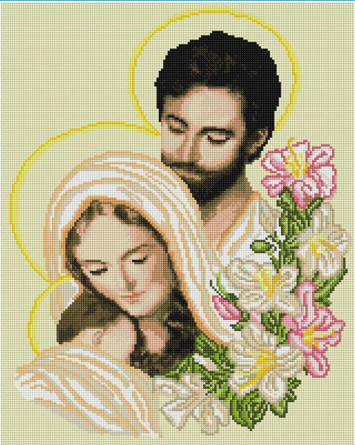 SP024 Набір діамантової мозаїки 40х50 Свята сім'я в ліліях, Ні