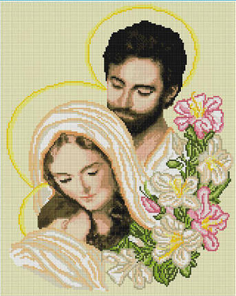 SP024 Набір діамантової мозаїки 40х50 Свята сім'я в ліліях, Ні, фото 1