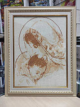 STR443 Набір діамантової мозаїки на підрамнику 30х40 Діва Марія з Ісусом золота, фото 4