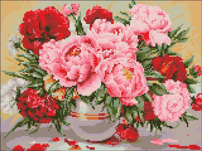 АМСR-121 Набір діамантової мозаїки на підрамнику 30х40 Казкові півонії