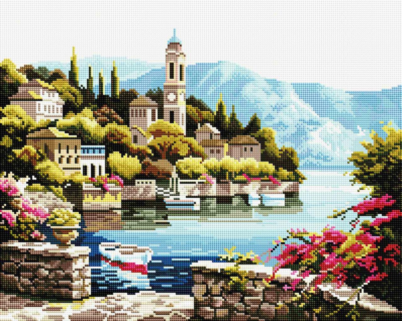 SP034 Набір діамантової мозаїки 40х50 Чарівне узбережжя, Ні