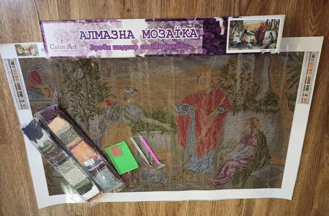 SS808 Набір діамантової мозаїки 40х70 Ісус у Марти і Марії, фото 3