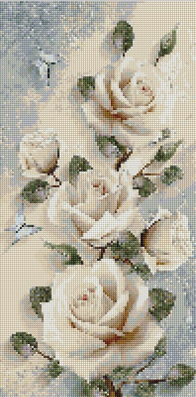 TS1300 Набір діамантової мозаїки 29х59 Білі троянди панно