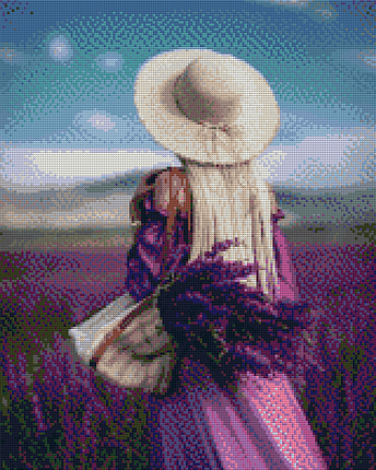 АЛМ-044 Набір діамантової мозаїки Дівчина з лавандою, 40*50 см, Ні, фото 1