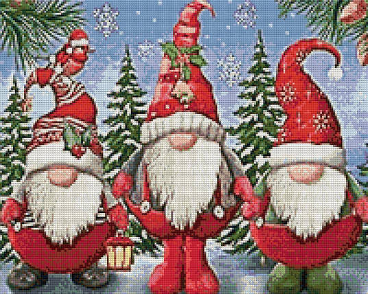 АЛМ-117 Набір діамантової мозаїки Новорічні гноми, 40*50 см, Ні, фото 1