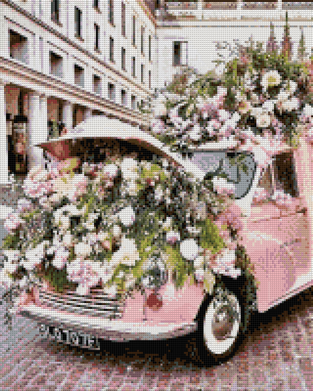 АЛМ-078 Набір діамантової мозаїки Машина з квітами, 40*50 см, Ні