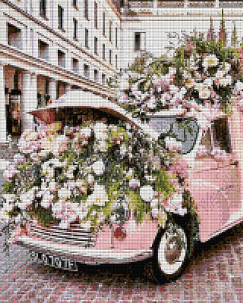 АЛМ-078 Набір діамантової мозаїки Машина з квітами, 40*50 см, Ні, фото 1