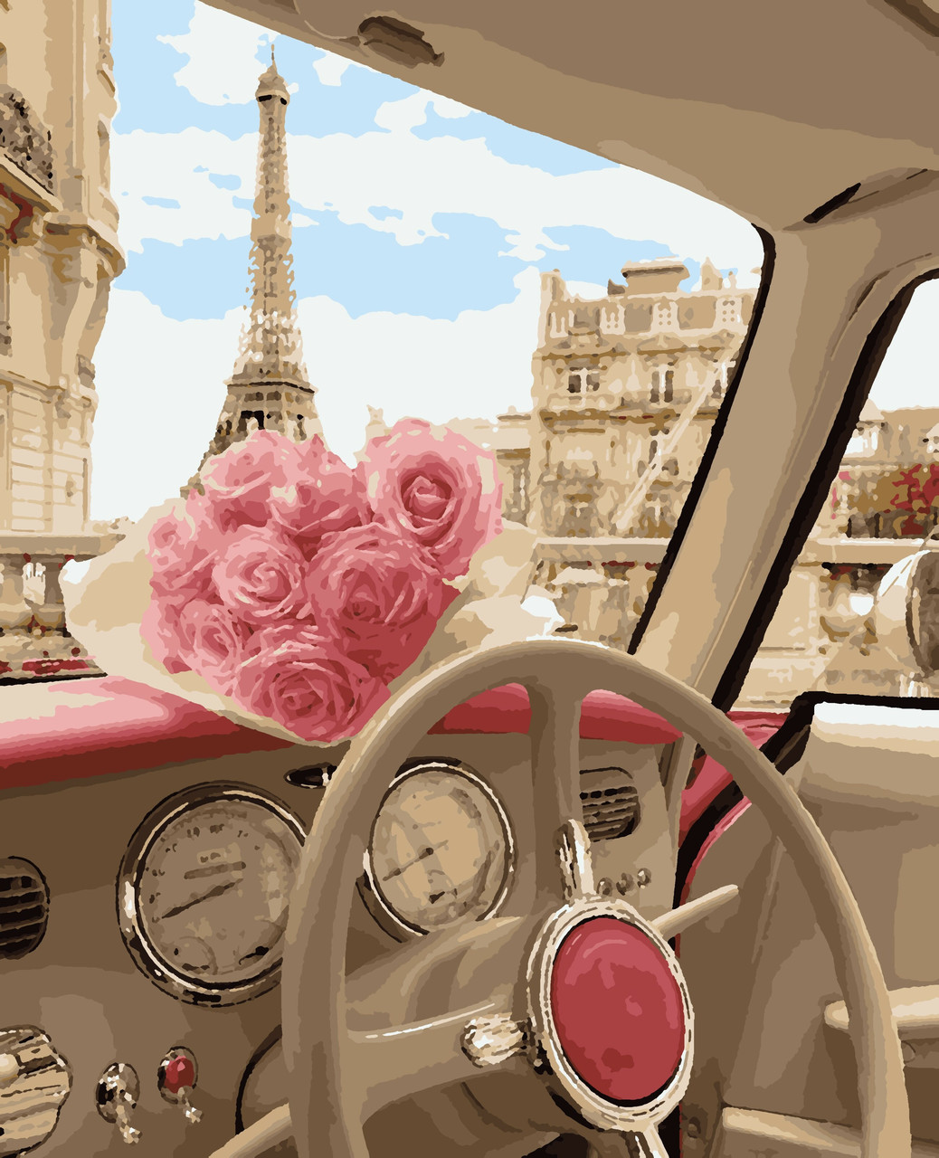 PN3802 Картини за номерами Прогулянка Парижем, Без коробки, 40х50 см