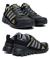 Мужские кожаные кроссовки Adidas, Адидас Terrex Black, мужские туфли черные, кеды повседневные. Мужская обувь