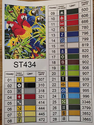 ST434 Набір діамантової мозаїки 30х40см Папуги, Ні, фото 4