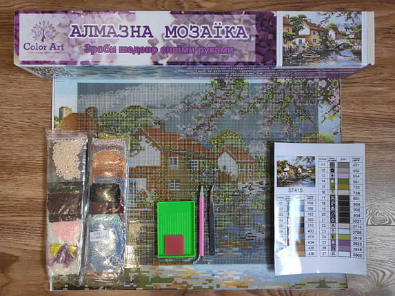 ST415 Набір діамантової мозаїки 30х40см Будиночок на березі, Ні, фото 3