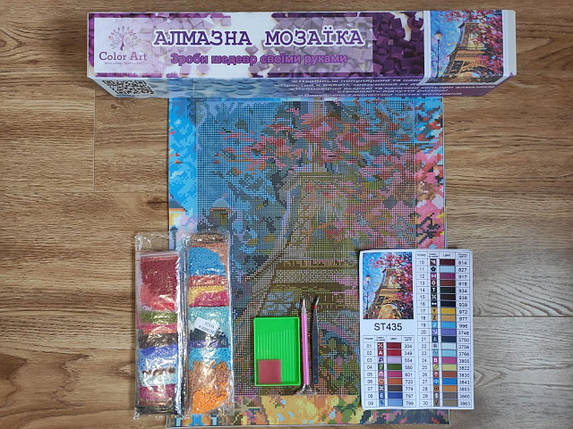 ST435 Набір діамантової мозаїки 30х40см Ейфелевая вежа в кольорах, Ні, фото 3