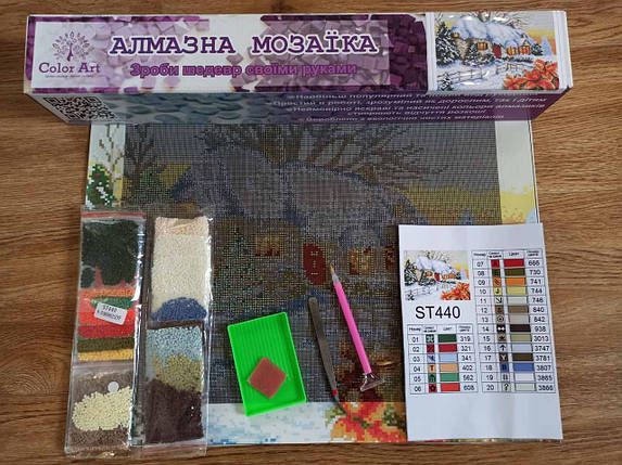 STR440 Набір діамантової мозаїки на підрамнику 30х40см Зимовий пейзаж, фото 2