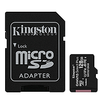 Карта памяти 128Gb Kingston microSDXC + SD Canvas Select Plus R100MB/s UHS-I Class10 (SDCS2/128GB)