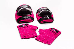 Захист для дітей Green Cycle MIA рожево-білий, наколінники, налокітн, рукавиц