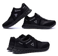 Мужские кожаные кроссовки Reebok (Рибок) SPRINT TR Black, спортивные мужские туфли черные, кеды повседневные