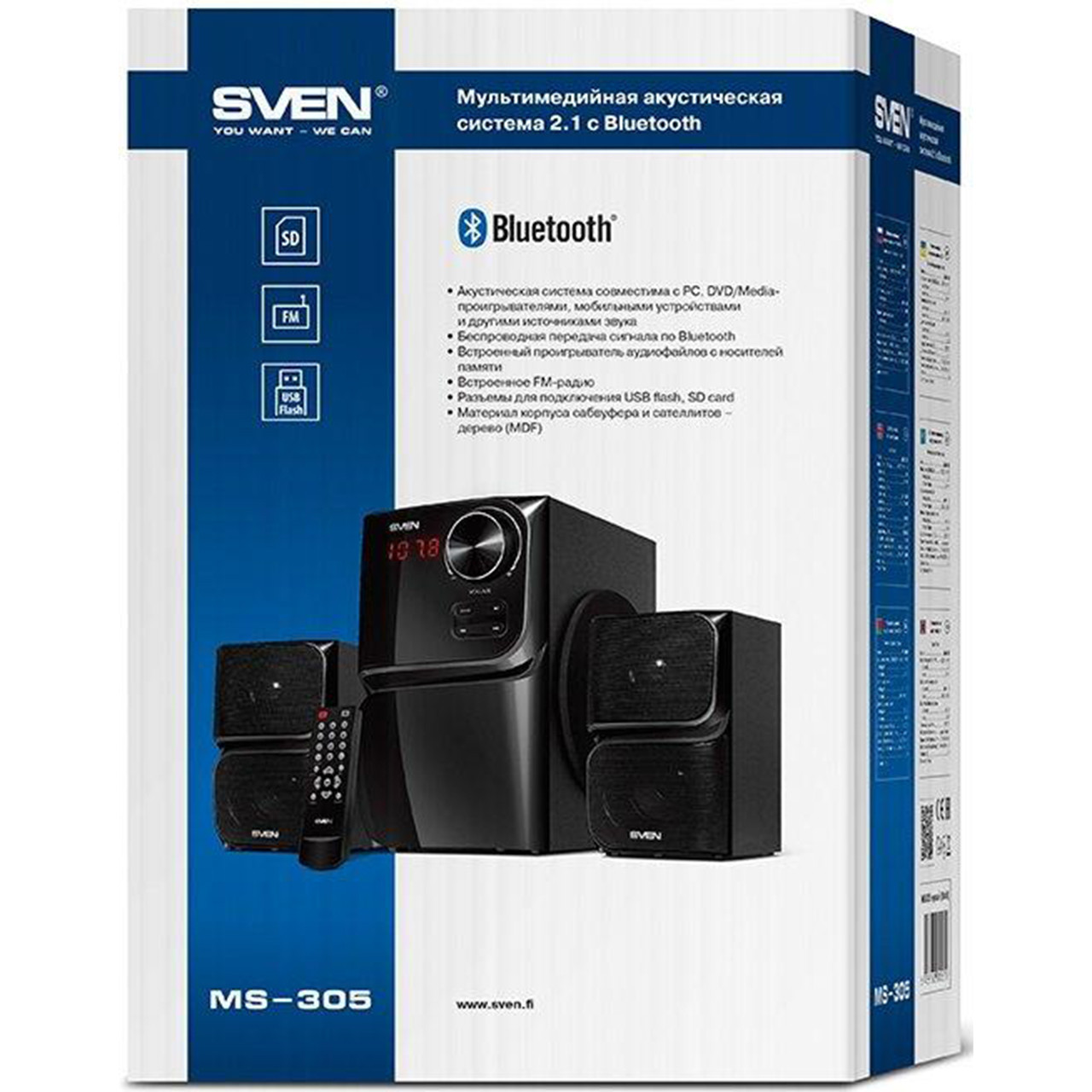 Акустическая система SVEN MS-305 Black колонки 2.1 Bluetooth (USB, SD, FM) (Gold_7160-33313) - фото 6 - id-p1588709866