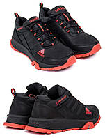 Мужские кожаные кроссовки Adidas (Адидас) Terrex Black, мужские туфли черные, кеды повседневные. Мужская обувь
