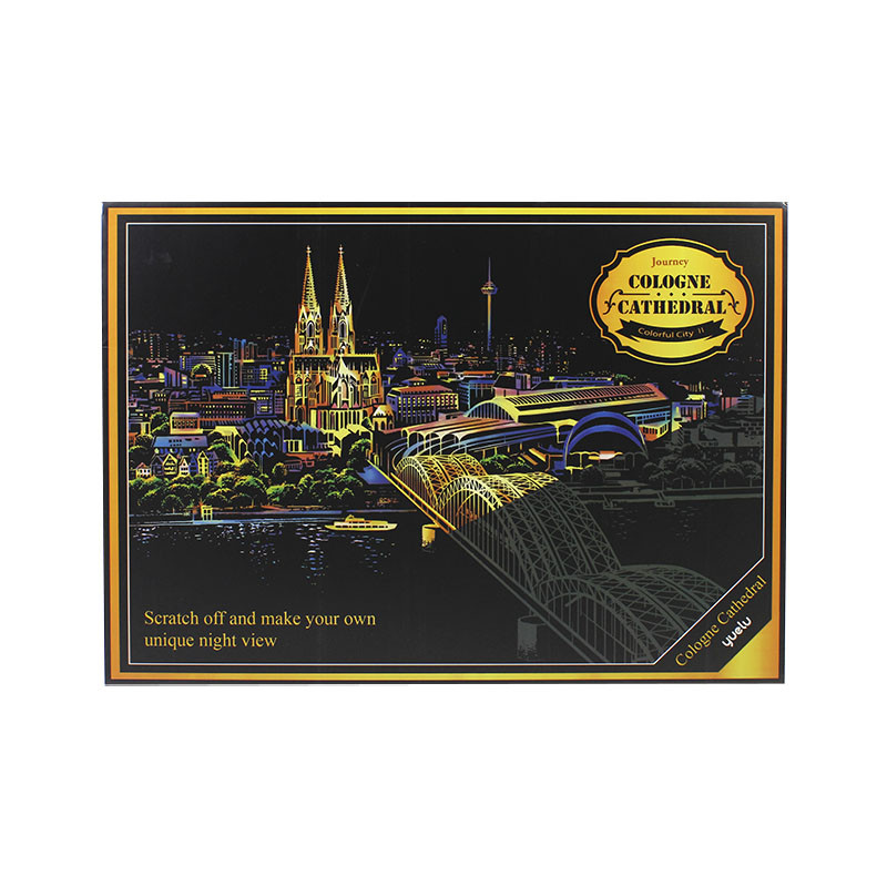 Скретч-картина YUELU P1-A08 Cologne Cathedral Кёльнский собор рисование царапинами (Gold_7809-28255) - фото 4 - id-p1588712261