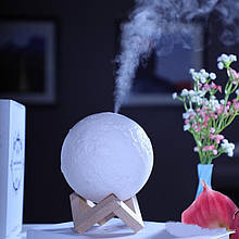 Ночник-увлажнитель на подставке 3D Moon Lamp Humidifier Белый
