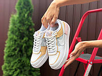 Кроссовки женские Nike Air Force Shadow Найк Форсе Белые с желтым Размер 36 (23 см)