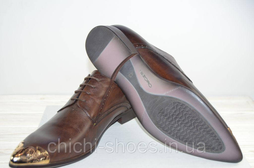 Туфлі чоловічі Tezoro 130001 коричневі шкіра на шнурках, фото 1
