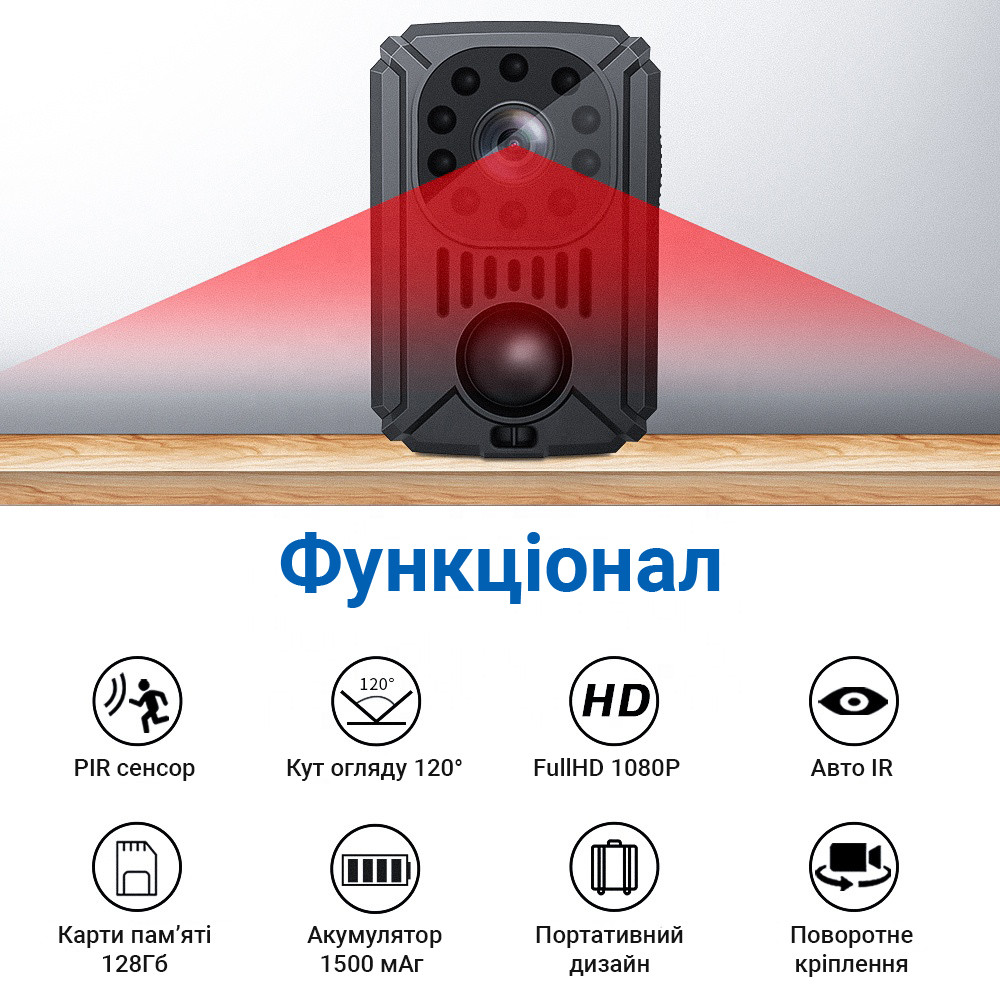 Камера видеонаблюдения с датчиком движения MD31, мини, до 120 дней ...