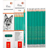 Простой эластичный карандаш CR655 с резинкой НВ в упаковке 72 шт
