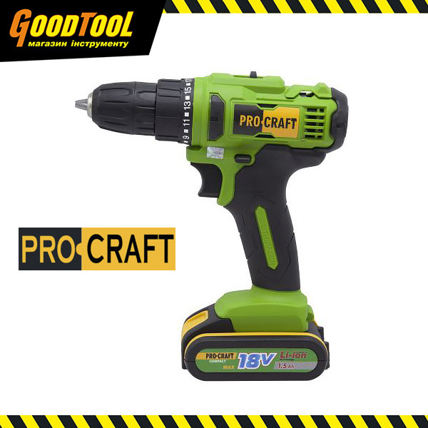 Акумуляторний шуруповерт Procraft PA18C COMPACT