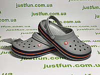 Crocs Crocband Light Grey Navy серые мужские кроксы