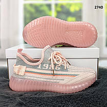 Кросівки жіночі рожеві текстильні на об'ємній підошві, фото 2
