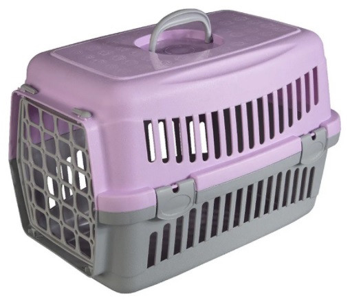 Переноска Animall CNR-102 для кішок та собак до 12 кг з пластиковими дверима 48.5х32.5х32.5 см сіро-фіолетовий