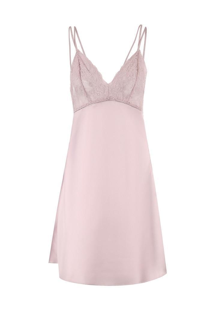 Сорочка ночная женская кружевная. Комбинация с кружевом. Ночная рубашка, размер M (розовая) - фото 9 - id-p1121426107