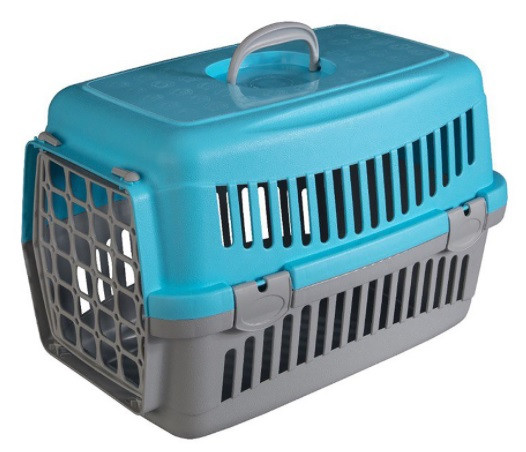 Перенесення для кішок та собак до 12 кг з пластиковими дверима Animall CNR-102 (48.5х32.5х32.5 см) сіро-блакитний