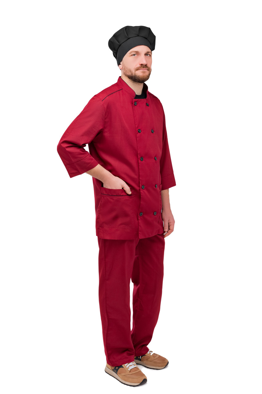 Кухарський костюм чоловічий бордовий форма для кухаря 44-60 р