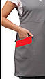 Набір халат-фартух продавця з козирком з габардину сіро червоний універсального розміру, фото 3