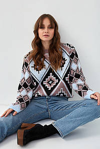 В'язаний джемпер "Бренді" (чайне дерево, блакитний, чорний, білий)