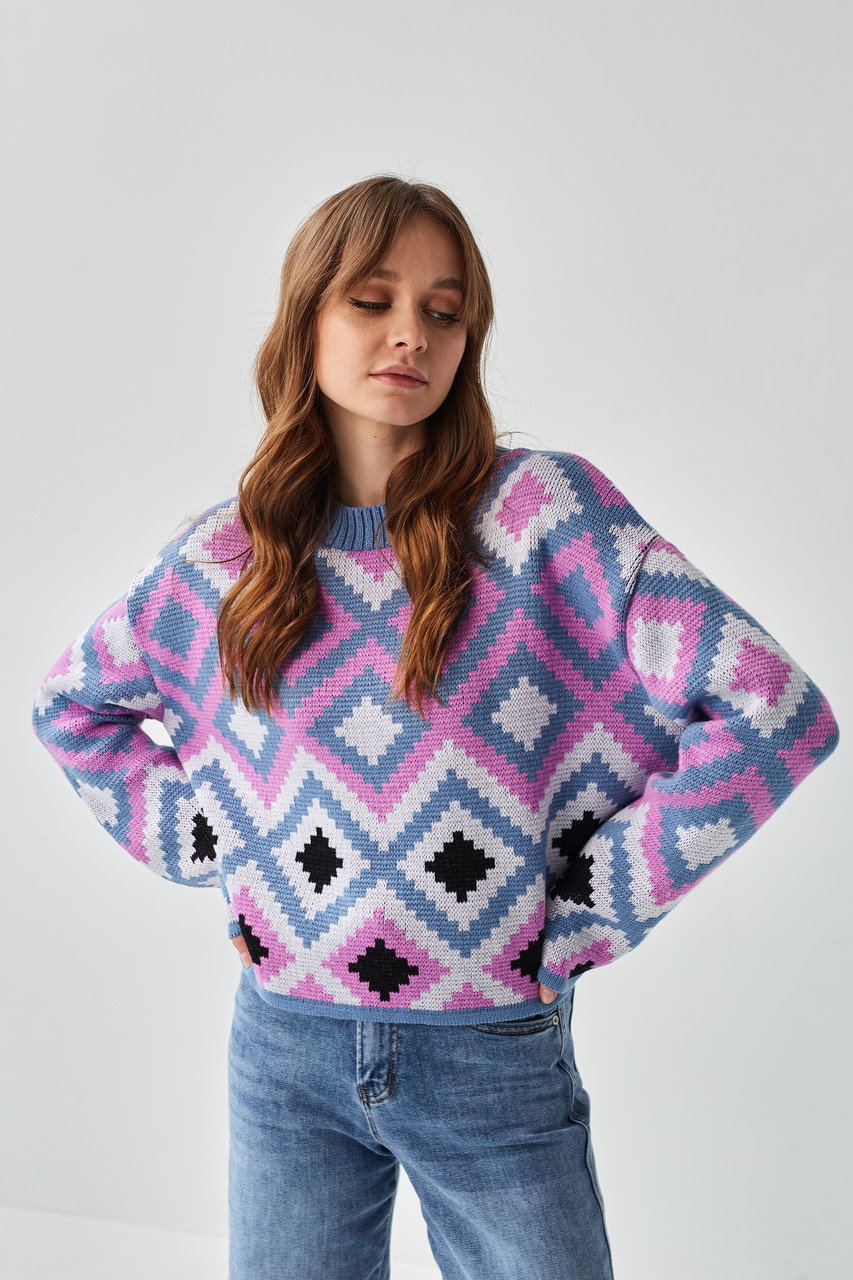 В'язаний джемпер "Лайт" (джинс, лаванда, білий, чорний)