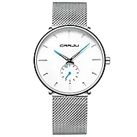 Наручний годинник Crrju 2150 — Сріблястий із блакитною стрілкою