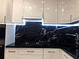 Склопанель для кухні Фартух Чорний мармур, фото 3