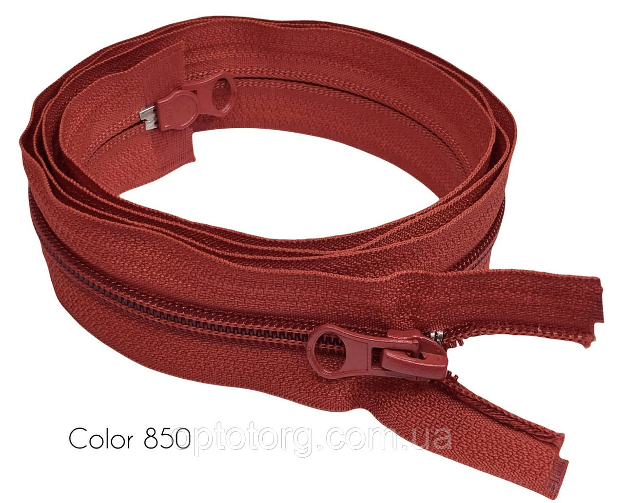 Спіральна блискавка Тип7 Теракот 110см роз'ємна з двома бігунками пластикова