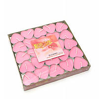 Свечи чайные Сердечки розовые 50 шт 28858