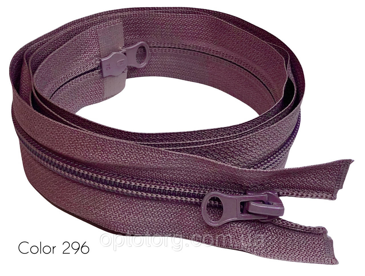 Спіральна блискавка Тип7 Темна пудра 110см роз'ємна з двома бігунками пластикова