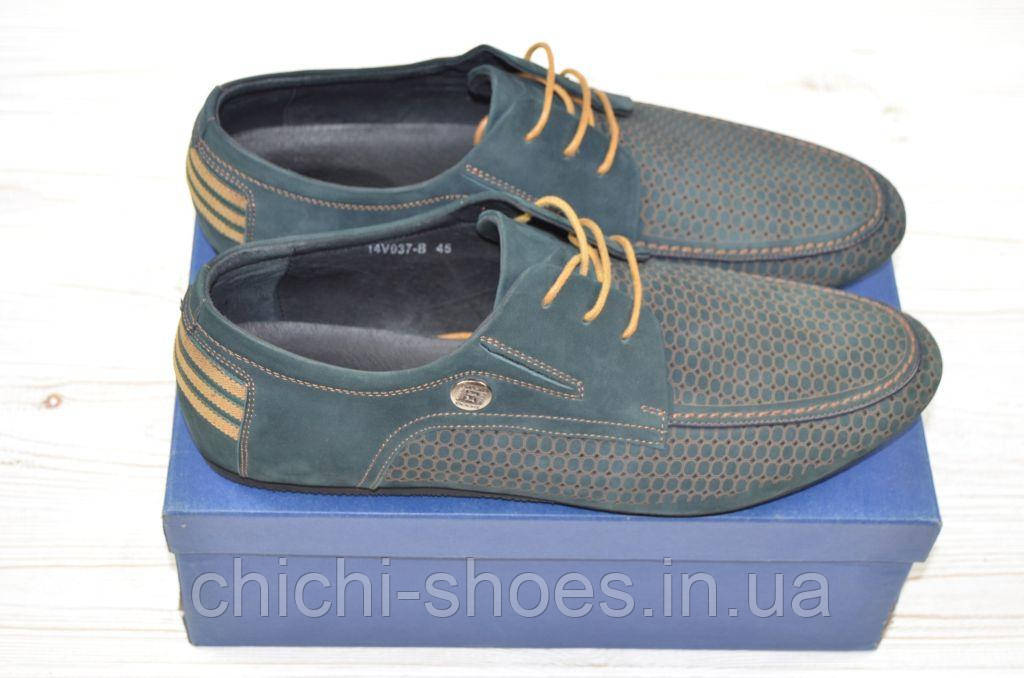 Туфлі чоловічі EGO LINE 14037 сині нубук на шнурках